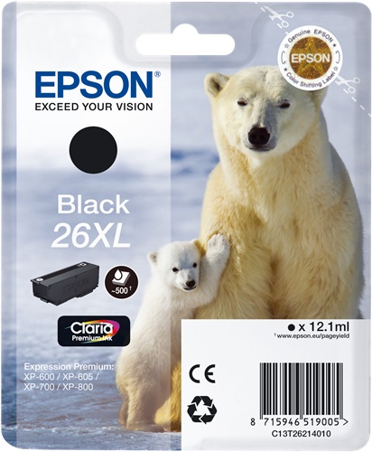 Cartuccia EPSON originale  26XL, C13T26214010, C13T26214012
